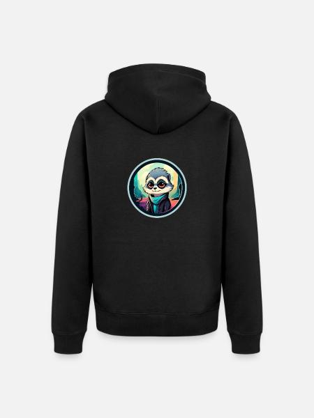 Meerkat Drawing - Unisex Premium Organic Zip Hoodie - black