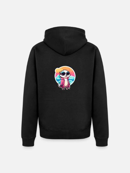 Meerkat Drawing - Unisex Premium Organic Zip Hoodie - black