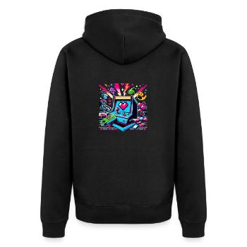 Pixel Art Arcade Game - Unisex Premium Organic Zip Hoodie - black - Back - Nico (187cm)