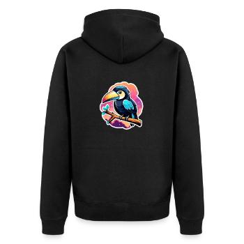 Tukan Vogel Illustration - Unisex Premium Bio Zip Hoodie - Schwarz - Hinten - Nico (187cm)
