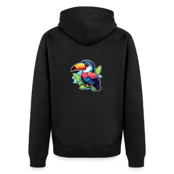 Tukan Vogel Illustration - Unisex Premium Bio Zip Hoodie - Schwarz - Hinten - Nico (187cm)