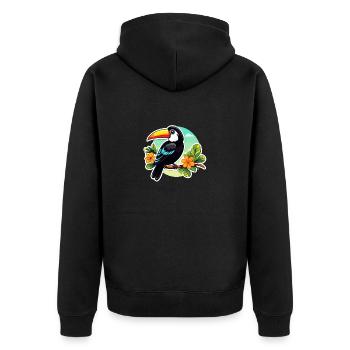 Tukan Vogel Illustration - Unisex Premium Bio Zip Hoodie - Schwarz - Hinten - Nico (187cm)