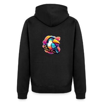 Tukan Vogel Illustration - Unisex Premium Bio Zip Hoodie - Schwarz - Hinten - Nico (187cm)