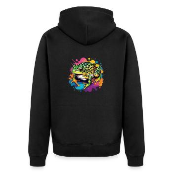 Leopard Frosch - Unisex Premium Bio Zip Hoodie - Schwarz - Hinten - Nico (187cm)