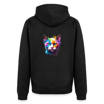 Chat, Animal de compagnie, Chat domestique, Chaton, Propriétaire de chat - Veste à capuche bio Premium Unisexe - noir - Dos - Nico (187cm)
