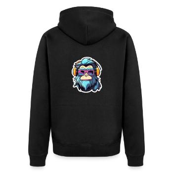 Affe Illustration - Unisex Premium Bio Zip Hoodie - Schwarz - Hinten - Nico (187cm)