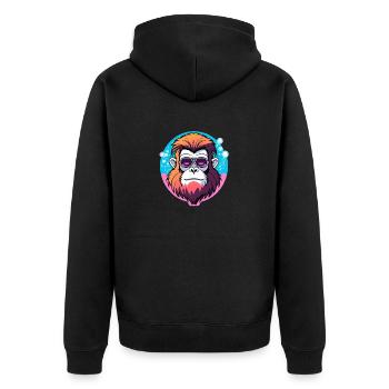 Affe Illustration - Unisex Premium Bio Zip Hoodie - Schwarz - Hinten - Nico (187cm)