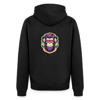Affe Illustration - Unisex Premium Bio Zip Hoodie - Schwarz - Hinten - Nico (187cm)