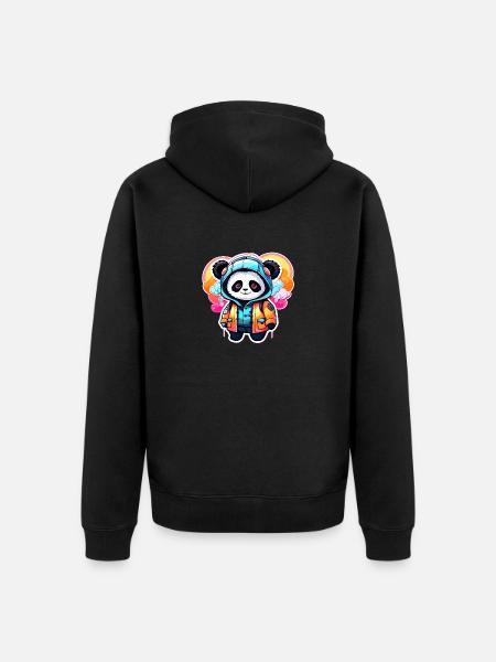 Panda Drawing - Unisex Premium Organic Zip Hoodie - black