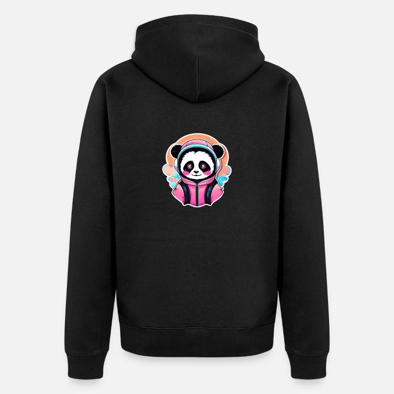 Dessin de panda - Veste à capuche bio Premium Unisexe - noir