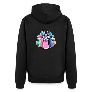 Llama Alpaca Illustration - Unisex Premium Organic Zip Hoodie - black - Back - Nico (187cm)
