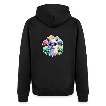 Llama Alpaca Illustration - Unisex Premium Organic Zip Hoodie - black - Back - Nico (187cm)