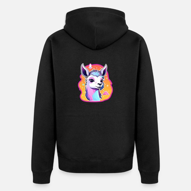 Illustration de lama alpaga - Veste à capuche bio Premium Unisexe - noir