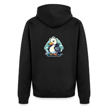 Duck Illustration - Unisex Premium Organic Zip Hoodie - black - Back - Nico (187cm)