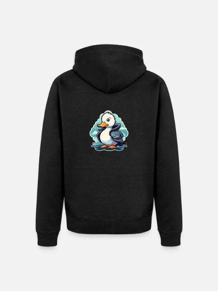 Duck Illustration - Unisex Premium Organic Zip Hoodie - black