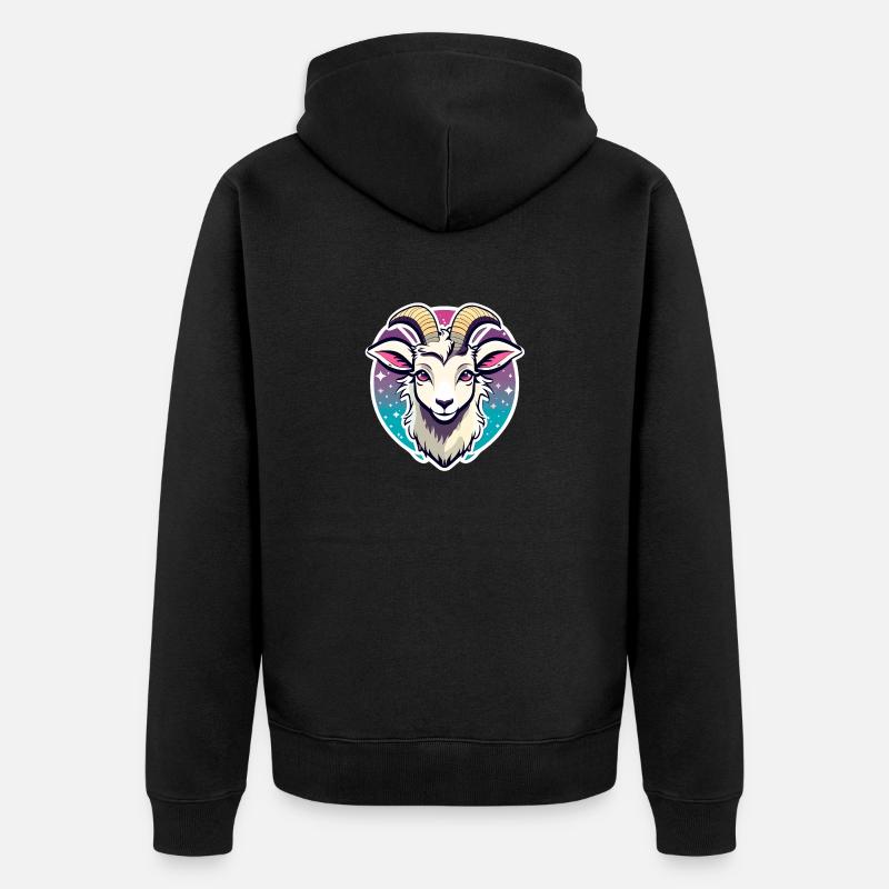 Ziege Illustration - Unisex Premium Bio Zip Hoodie - Schwarz