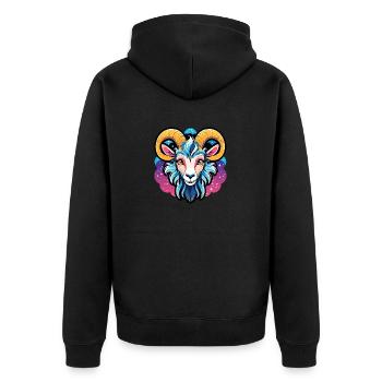 Goat Illustration - Unisex Premium Organic Zip Hoodie - black - Back - Nico (187cm)