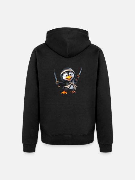 Ninja Pinguin - Unisex Premium Bio Zip Hoodie - Schwarz