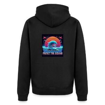 Protect the oceans Retro - Unisex Premium Organic Zip Hoodie - black - Back - Nico (187cm)