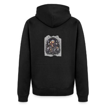 Cosmic Beats Explorer Spaceman Astronaut Orange - Unisex Premium Organic Zip Hoodie - black - Back - Nico (187cm)