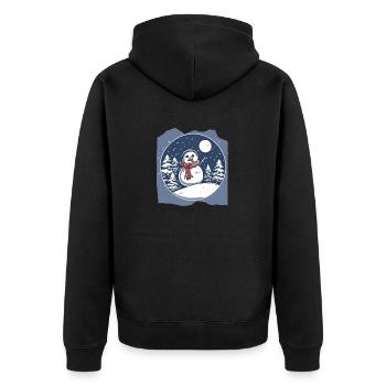 Bonhomme de neige au pays des merveilles givré Scène de nuit d’hiver enneigée - Veste à capuche bio Premium Unisexe - noir - Dos - Nico (187cm)