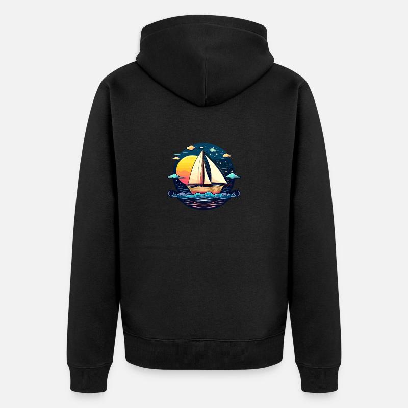 Illustration de voilier - Veste à capuche bio Premium Unisexe - noir