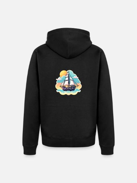 Sailboat Illustration - Unisex Premium Organic Zip Hoodie - black