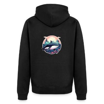 Wal Illustration - Unisex Premium Bio Zip Hoodie - Schwarz - Hinten - Nico (187cm)