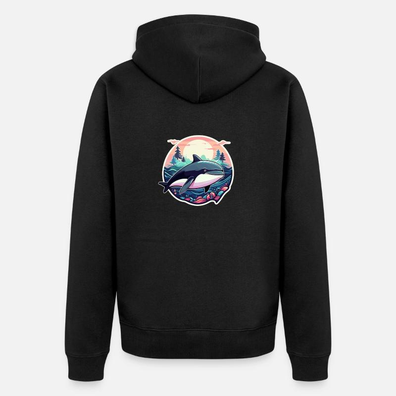 Illustration de baleine - Veste à capuche bio Premium Unisexe - noir