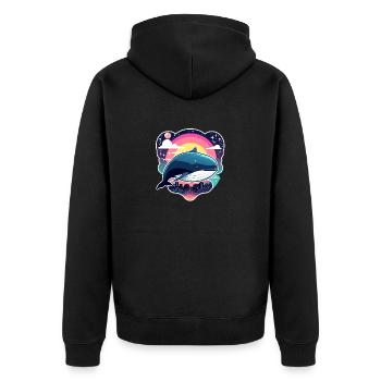 Wal Illustration - Unisex Premium Bio Zip Hoodie - Schwarz - Hinten - Nico (187cm)