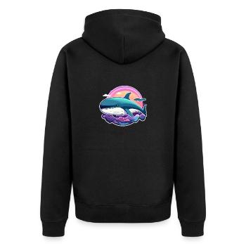 Wal Illustration - Unisex Premium Bio Zip Hoodie - Schwarz - Hinten - Nico (187cm)