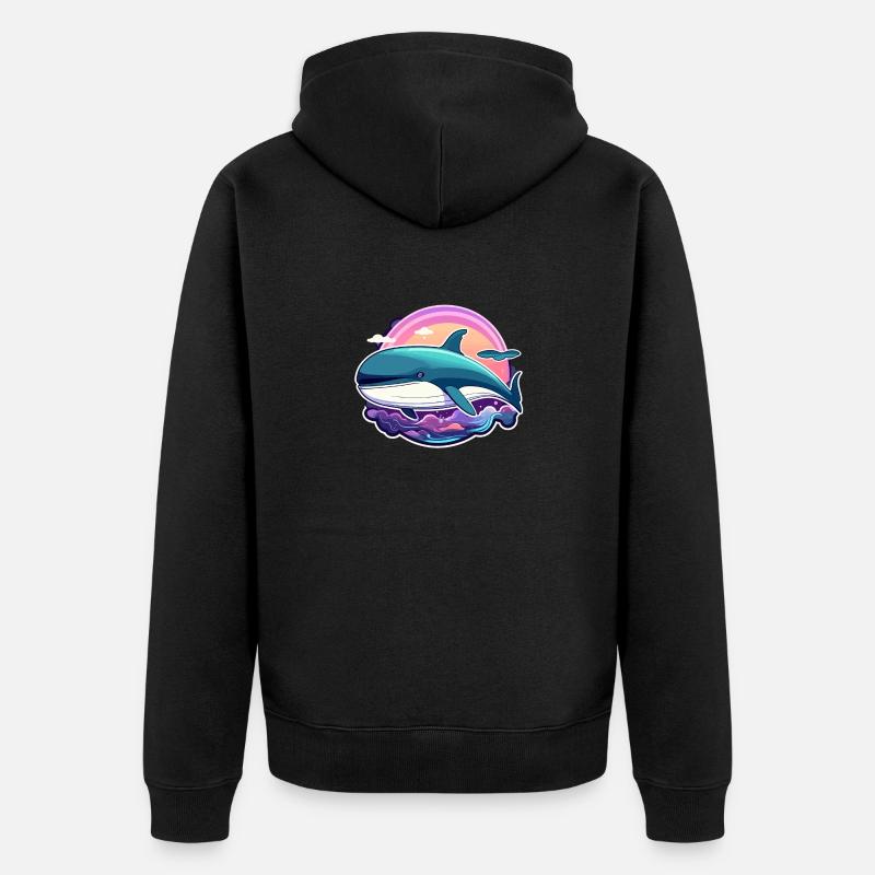 Illustration de baleine - Veste à capuche bio Premium Unisexe - noir