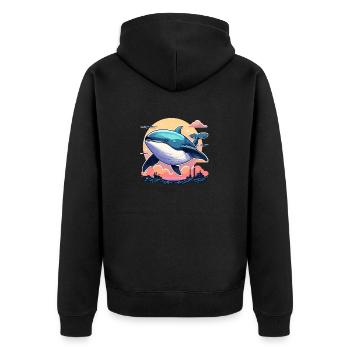 Wal Illustration - Unisex Premium Bio Zip Hoodie - Schwarz - Hinten - Nico (187cm)
