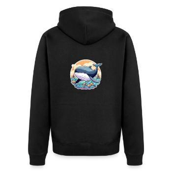 Wal Illustration - Unisex Premium Bio Zip Hoodie - Schwarz - Hinten - Nico (187cm)