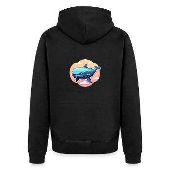 Wal Illustration - Unisex Premium Bio Zip Hoodie - Schwarz - Hinten - Nico (187cm)