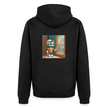 cute little orange futuristic vintage robot - Unisex Premium Organic Zip Hoodie - black - Back - Nico (187cm)