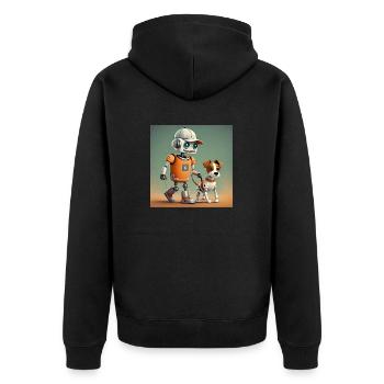 cute little orange futuristic vintage robots - Unisex Premium Organic Zip Hoodie - black - Back - Nico (187cm)