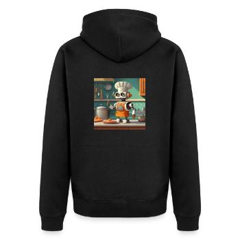 mignon petit robot vintage futuriste orange - Veste à capuche bio Premium Unisexe - noir - Dos - Nico (187cm)