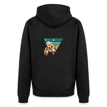 Vintage Motorrad - Retro Geschenkidee - Unisex Premium Bio Zip Hoodie - Schwarz - Hinten - Nico (187cm)