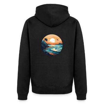 Solnedgang ocean - Premium økologisk unisex-hættejakke - sort - Bagpå - Nico (187cm)