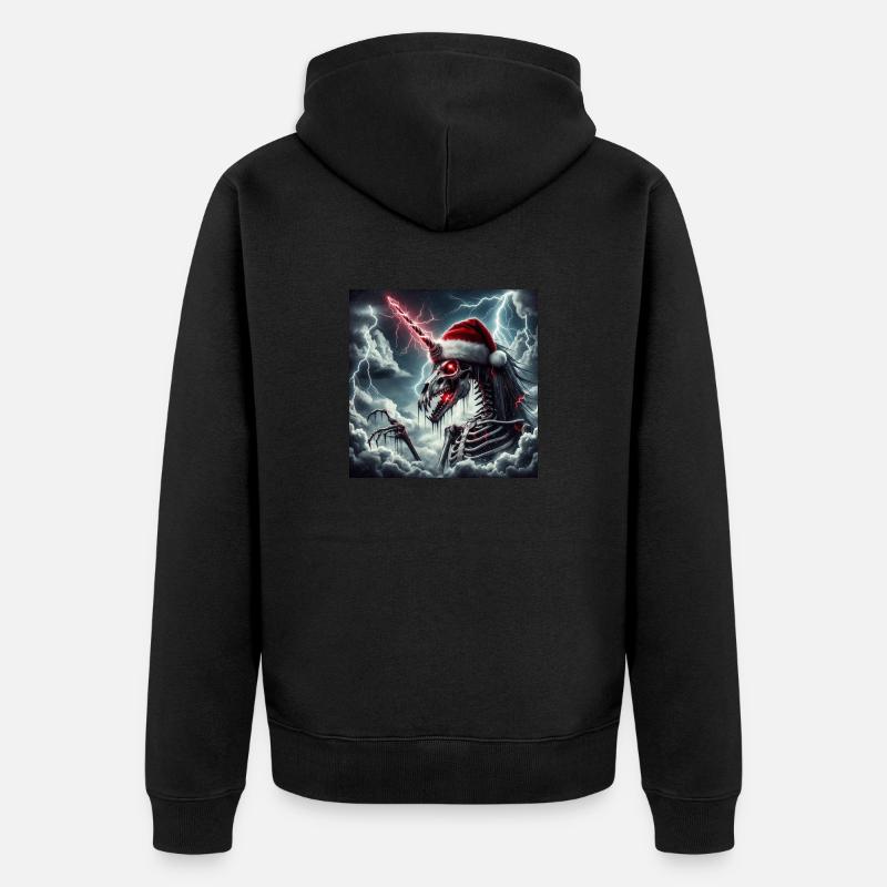 Weihnachts Einhorn - Unisex Premium Bio Zip Hoodie - Schwarz
