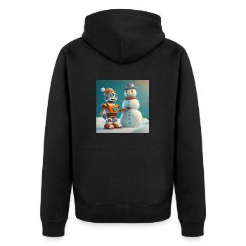 mignon petit robot vintage futuriste orange - Veste à capuche bio Premium Unisexe - noir - Dos - Nico (187cm)