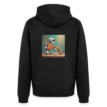 mignon petit orange futuriste vintage robots - Veste à capuche bio Premium Unisexe - noir - Dos - Nico (187cm)