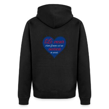Le cœur d une femme est un océan de secrets - Veste à capuche bio Premium Unisexe - noir - Dos - Nico (187cm)