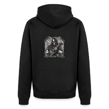 Rock Rattlebones Skeleton Skull Heavy Metal Guitar - Unisex Premium Organic Zip Hoodie - black - Back - Nico (187cm)