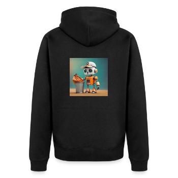 cute little orange futuristic vintage robot - Unisex Premium Organic Zip Hoodie - black - Back - Nico (187cm)