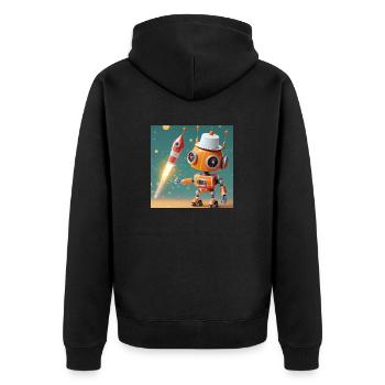 robot –is launching New Year's Eve rockets - Unisex Premium Organic Zip Hoodie - black - Back - Nico (187cm)