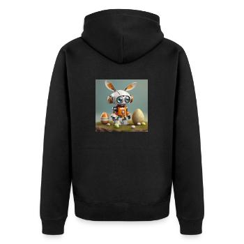 cute little orange futuristic vintage robot - Unisex Premium Organic Zip Hoodie - black - Back - Nico (187cm)