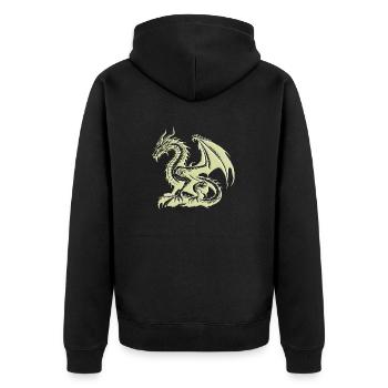 Fantasy Drache Anime Drachenkopf Mythisches Reptil - Unisex Premium Bio Zip Hoodie - Schwarz - Hinten - Nico (187cm)