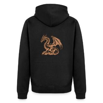 Fantasy Drache Anime Drachenkopf Mythisches Reptil - Unisex Premium Bio Zip Hoodie - Schwarz - Hinten - Nico (187cm)